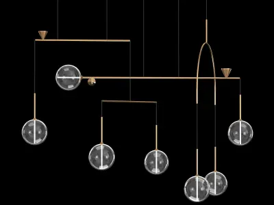 DEWDROPS chandelier with four glass balls hanging from it 3D model