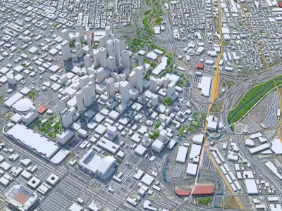 Houston Downtown Texas USA Low-poly 3D model