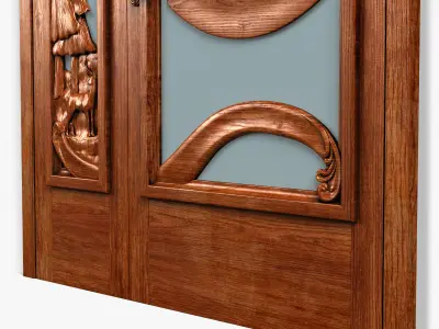 Door0060 carved wooden door 3D model