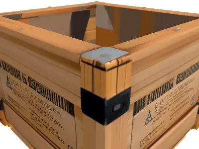 Wooden Shipping Crate with Pallet Low-poly 3D model