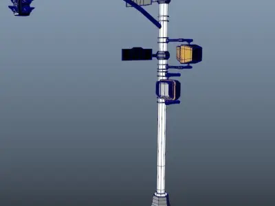 Stop Traffic Light Pole with Changing Lights  Free low-poly 3D model