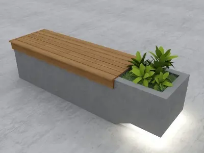 Modern Bench Street and Garden 9 3D model