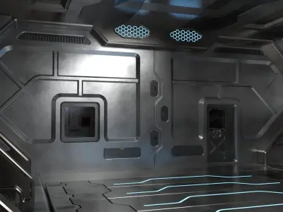 High Poly Sci Fi hangar model 3D model