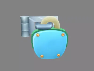 Cartoon padlock Low-poly 3D model