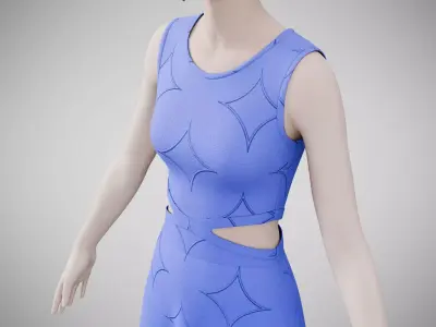 Dress 31 Very Light Blue With Design Low-poly 3D model