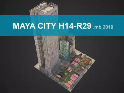 Realistic City District H14-R29 MAYA Low-poly 3D model