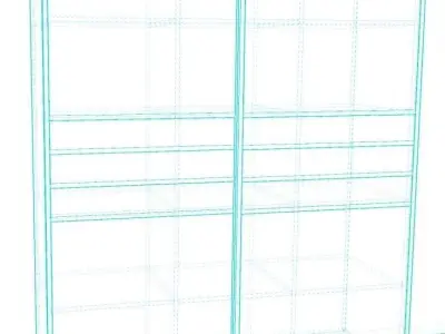 Wardrobe with two sliding doors 3D model