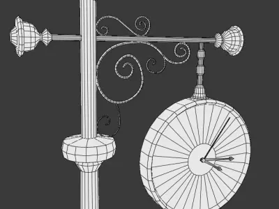 Vintage Street Clock Low-poly 3D model