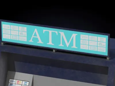 ATM cash machine Low-poly 3D model