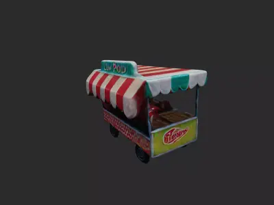 Food Stall low poly 3D model