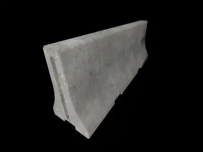Concrete roadblock barricade Low-poly 3D model