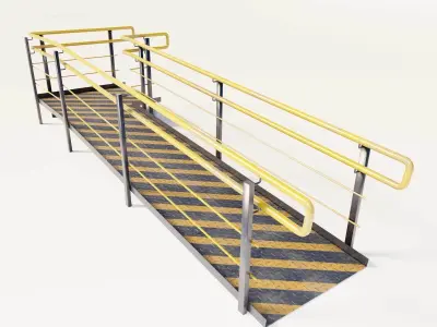 Set Ramp PBR metal ladder with stripes 3D Model Pack
