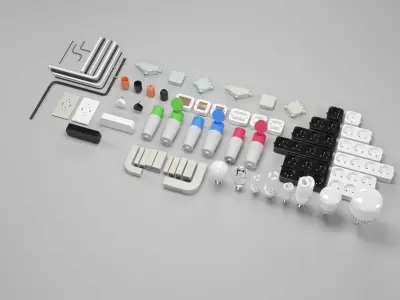 outlet set of sockets 3D model