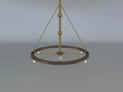 Wooden Chandelier 3D model buy