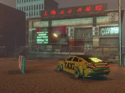 Cyberpunk Street Sci-Fi Asset Pack Low-poly 3D model