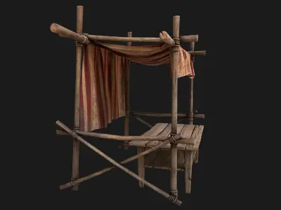 Market Stalls Red Tent Red  Low-poly 3D model