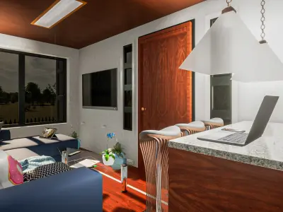 Container House 1 Bedroom Interior and Exterior Model Low-poly 3D model