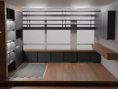 Modern Room with large window Free 3D model