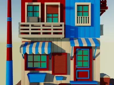 Low Poly House Low-poly 3D model get
