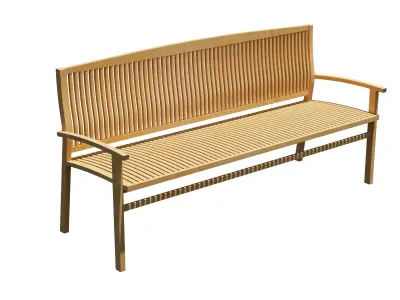 Wooden Garden Bench Free 3D model