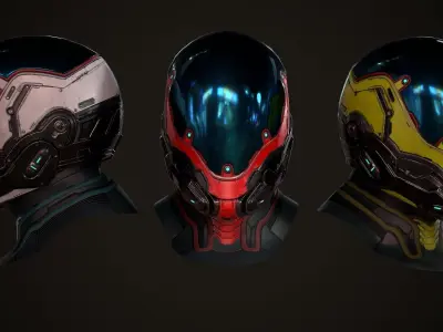 Futuristic sci fi helmet Low-poly 3D model