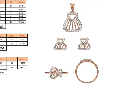 Light wt Ring Earrings Pendant set stl jcd 1-render details 3D print model 4