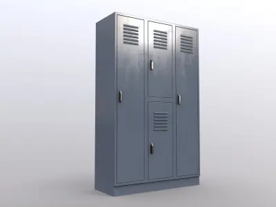 PBR School Gym Locker 05 - Grey Low-poly 3D model