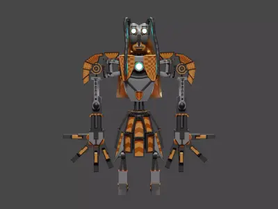 Female Robot Low-poly 3D model