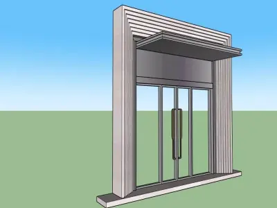 Modern Entrance Door with Pillars  3D Model 3D model