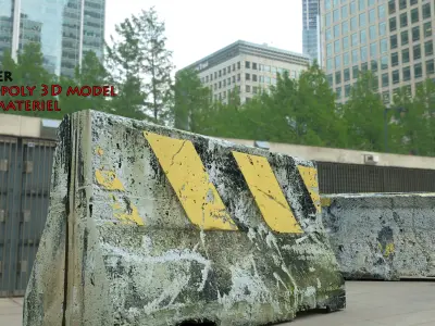 Road Concrete Barrier 3d Model Low-poly 3D model