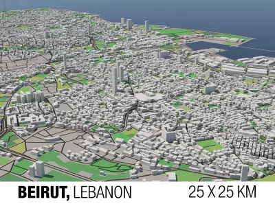 Beirut Lebanon 25x25km 3D City Map 3D model