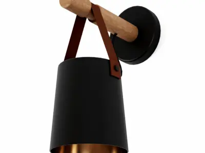 Nordic Wooden Hanging Wall Lamp 3D model