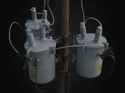 US Electrical poles Low-poly 3D model