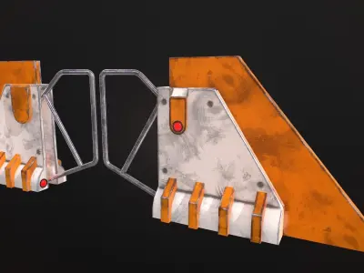 Turnstile 4 pair of orange earrings Low-poly 3D model