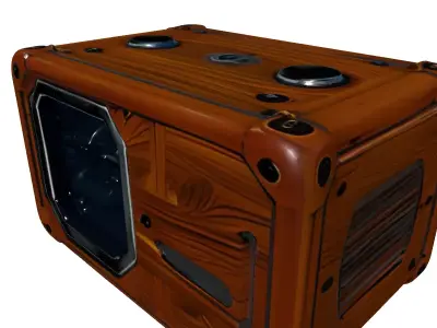 RetroFuturistic Industrial Power Generator Low-poly 3D model