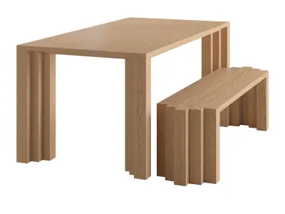 Mokko Cadence Table and Bench 3D model