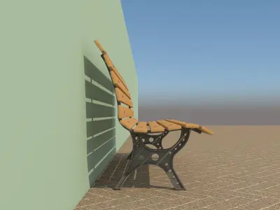 3D Park Bench Model - Metal and Wood Low-poly 3D model
