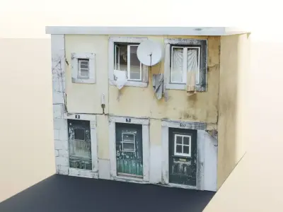 Brown Concrete Building Low-poly 3D model