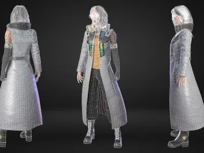 CyberPunk Girl  Low-poly 3D model