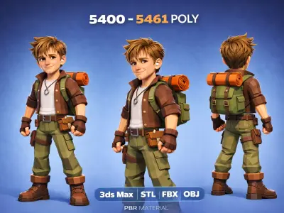 Low-Poly Adventure Hero  Low-poly 3D model