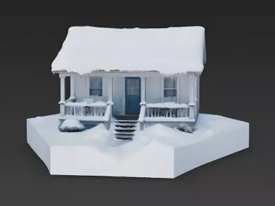 Frozen Abandoned Winter Cottage 3D Model Low-poly 3D model