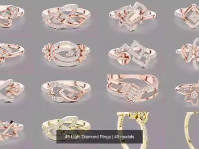 45 Light Diamond Rings 3D Model Pack