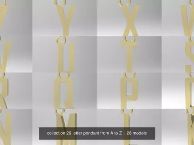 collection 26 letter pendant from A to Z  3D Model Pack
