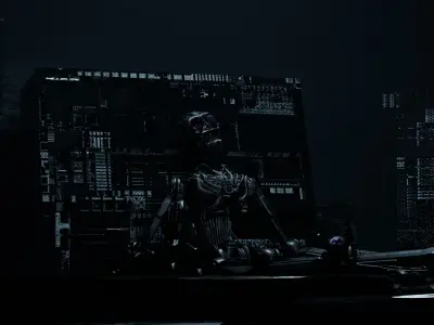 Rigged spider bot in abondoned style 3D model