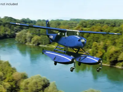  Amphibious Aircraft Cessna 172 Rigged for Cinema 4D 