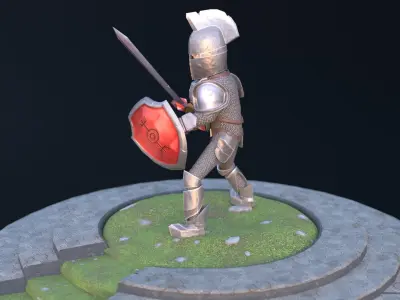 Stylized Low Poly Animated Knight Low-poly 3D model