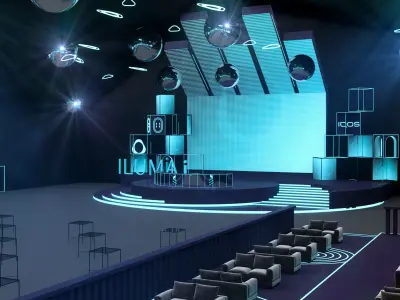 Futuristic Event Exhibition Stand - Product Launch Stage - PBR Low-poly 3D model