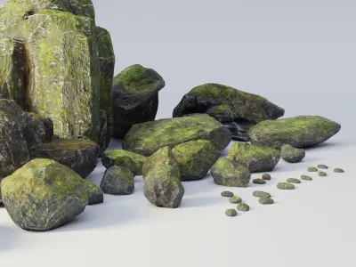 Granite Rock Pack Low-poly 3D model
