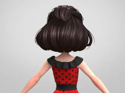  Cartoon Brunette Woman 