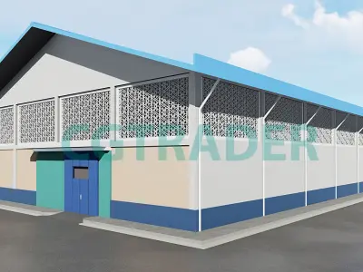 Industrial Warehouse 3d model exterior building 3D model